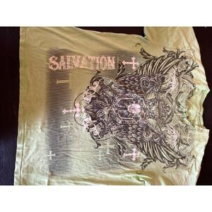 Vintage Style‎ Graphic T-Shirt Salvation Skull Cross Green Design